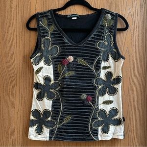 Leopards & roses vtg tank top